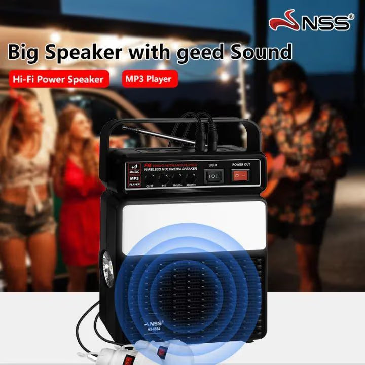 جهاز طاقة شمسية ذكي مع بلوتوث + راديو + إضاءة – INVS NS-2730LS - Smart solar power device with Bluetooth + radio + light