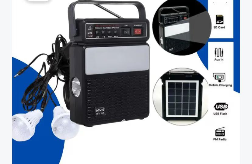 جهاز طاقة شمسية ذكي مع بلوتوث + راديو + إضاءة – INVS NS-2730LS - Smart solar power device with Bluetooth + radio + light