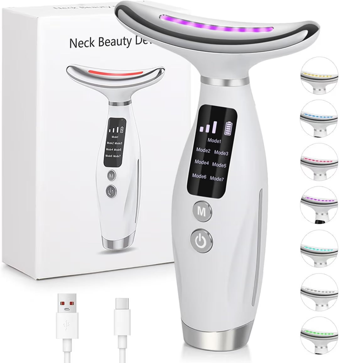 جهاز الهايفو لتدليك الوجه والرقبة تحفيز إنتاج الكولاجين 7 في 1 - HIFU device for facial and neck massage, stimulating collagen production, 7 in 1
