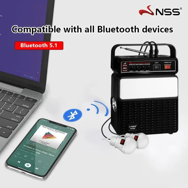 جهاز طاقة شمسية ذكي مع بلوتوث + راديو + إضاءة – INVS NS-2730LS - Smart solar power device with Bluetooth + radio + light