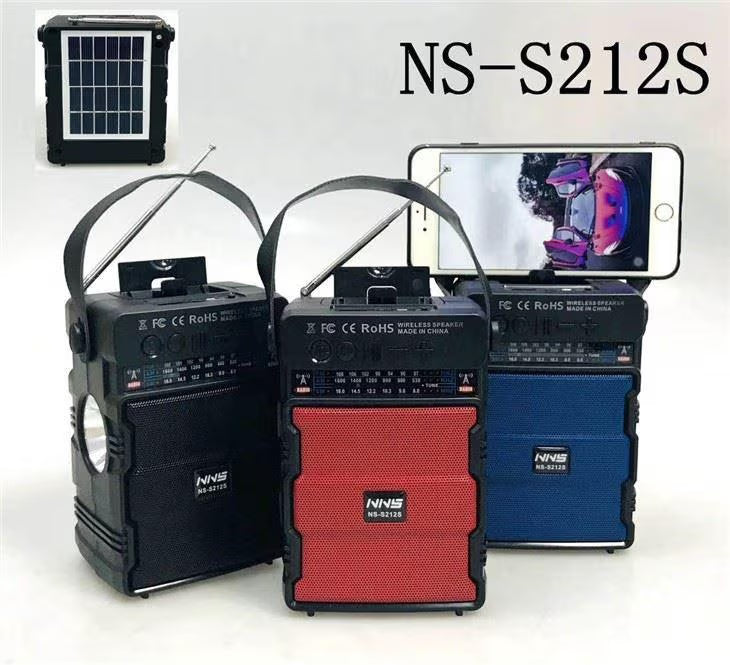 سماعة بلوتوث متعددة الوظائف مع راديو وطاقة شمسية وإنارة – NNS NS-S212SL - Multifunctional Bluetooth speaker with radio, solar power, and lighting