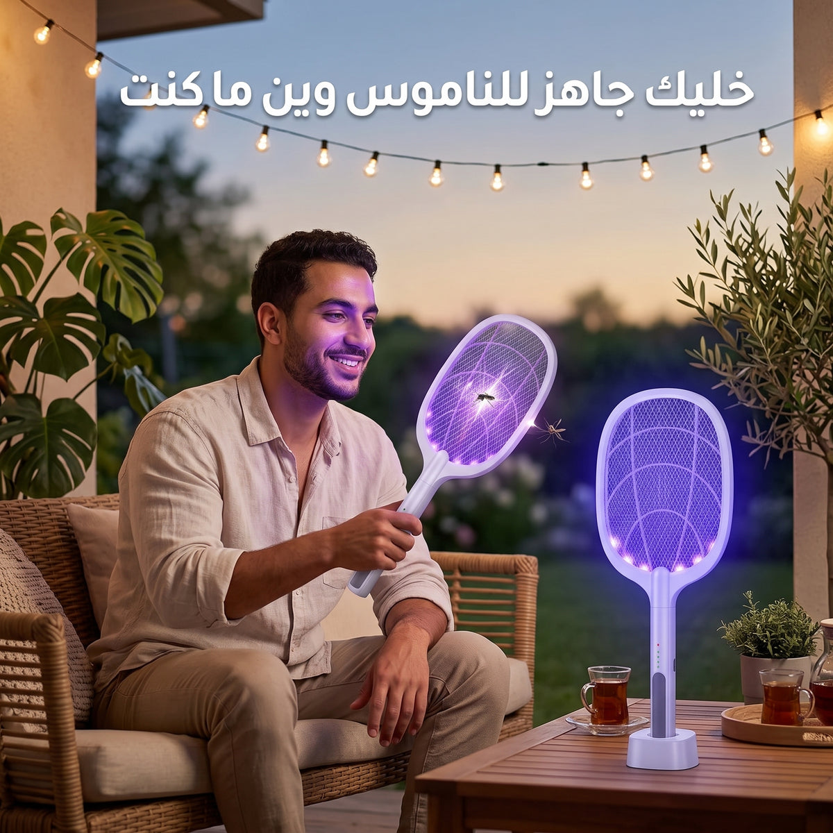 صاعق البعوض الذكي 2×1 | مضرب + فانوس UV