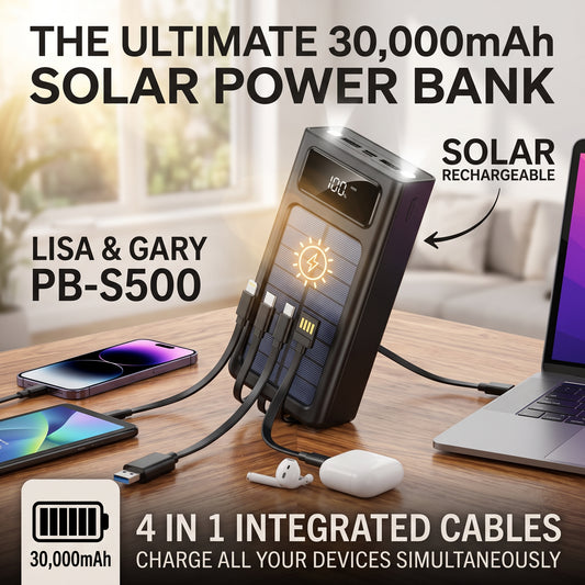 Solar Power Bank  (30.000mAh)  باور بانك طاقة شمسية بقدرة
