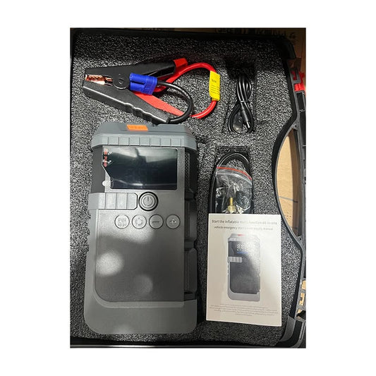 جهاز الطوارئ المتنقل متعدد الاستخدامات (منفاخ إطارات + اشتراك بطارية السيارة + باور بانك) - Multi-purpose portable emergency device (tire inflator + car battery jump starter + power bank)