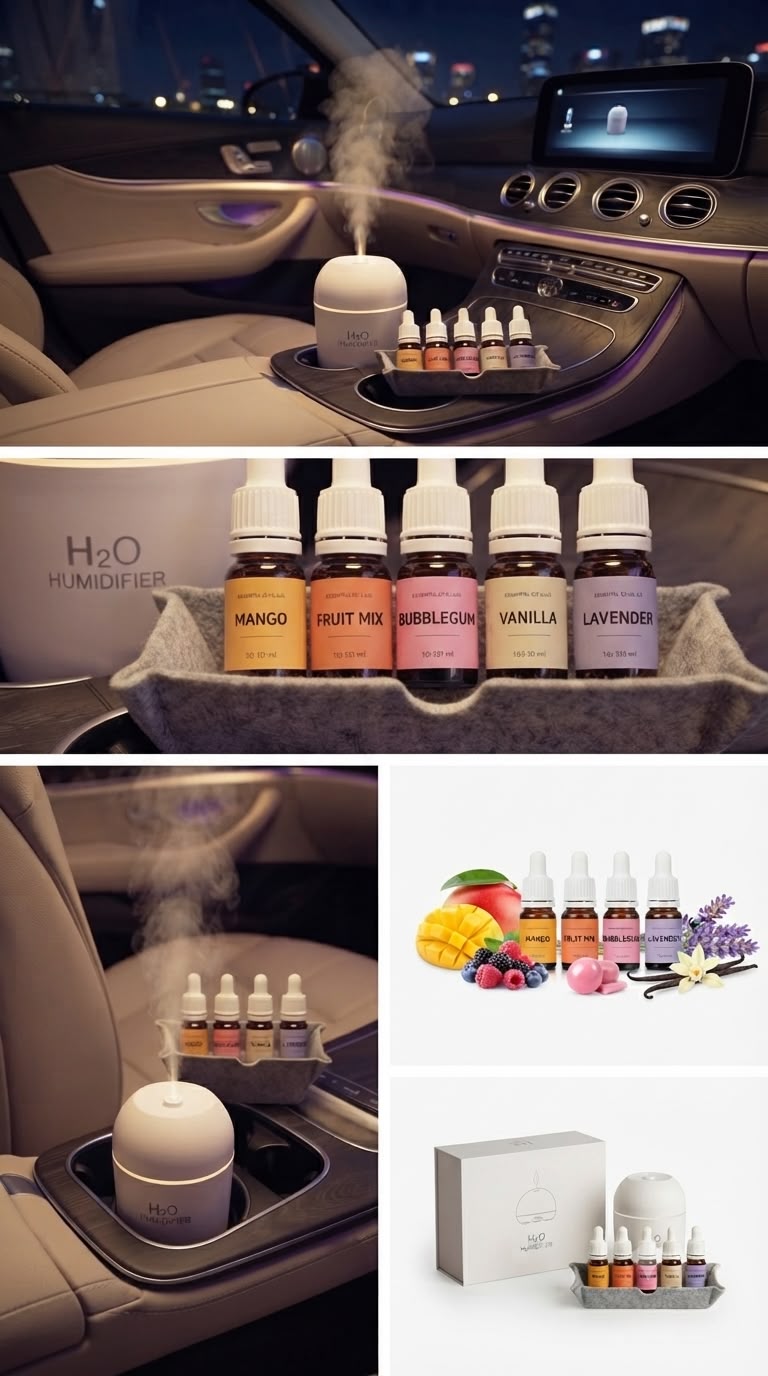 H2O Humidifier  بكج للسيارة مع 5 نكهات عطرية