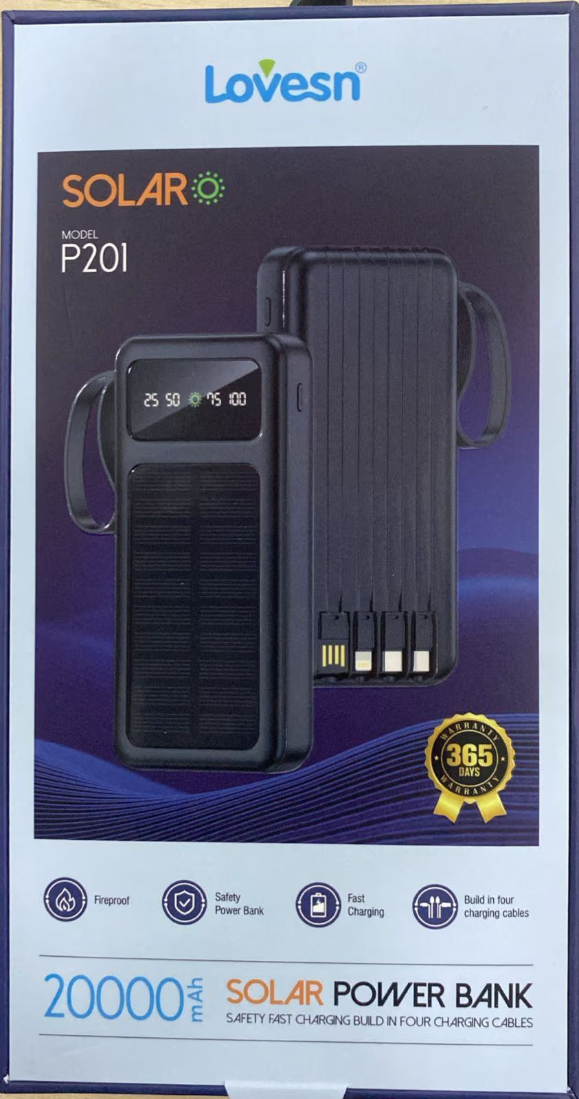 Lovesn Solar Power Bank 20000mAh – Model P201