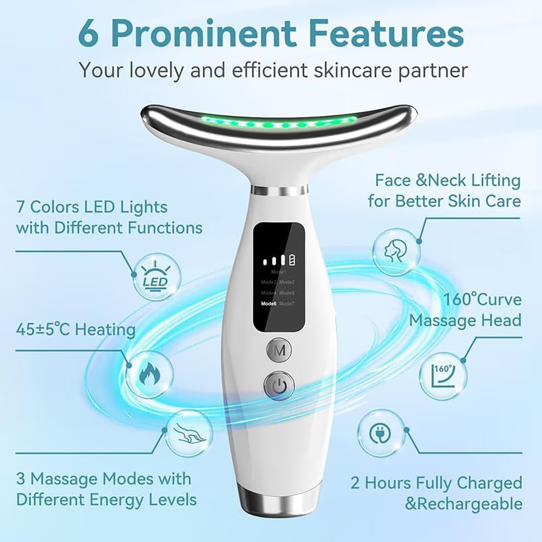 جهاز الهايفو لتدليك الوجه والرقبة تحفيز إنتاج الكولاجين 7 في 1 - HIFU device for facial and neck massage, stimulating collagen production, 7 in 1