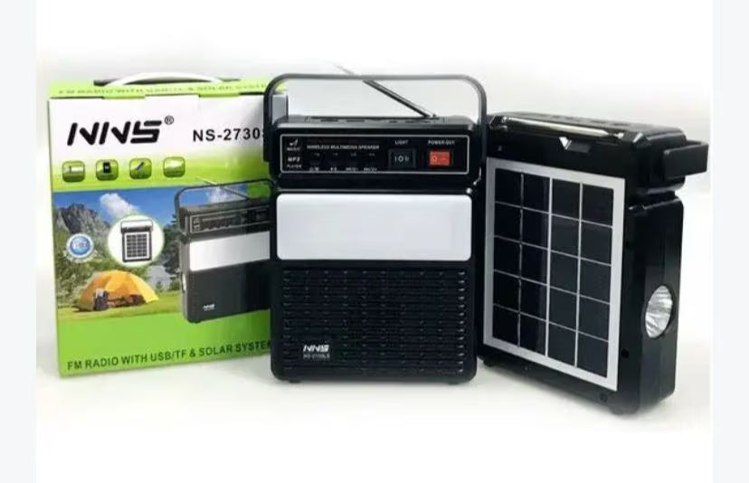 جهاز طاقة شمسية ذكي مع بلوتوث + راديو + إضاءة – INVS NS-2730LS - Smart solar power device with Bluetooth + radio + light
