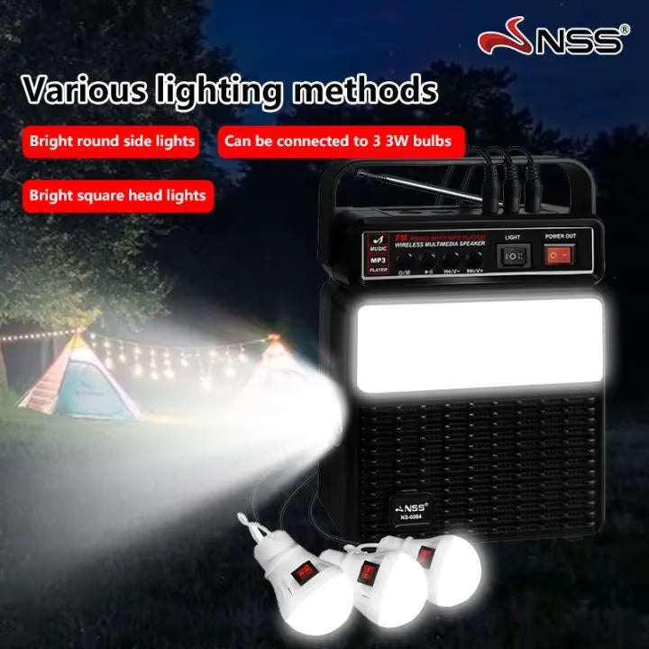 جهاز طاقة شمسية ذكي مع بلوتوث + راديو + إضاءة – INVS NS-2730LS - Smart solar power device with Bluetooth + radio + light