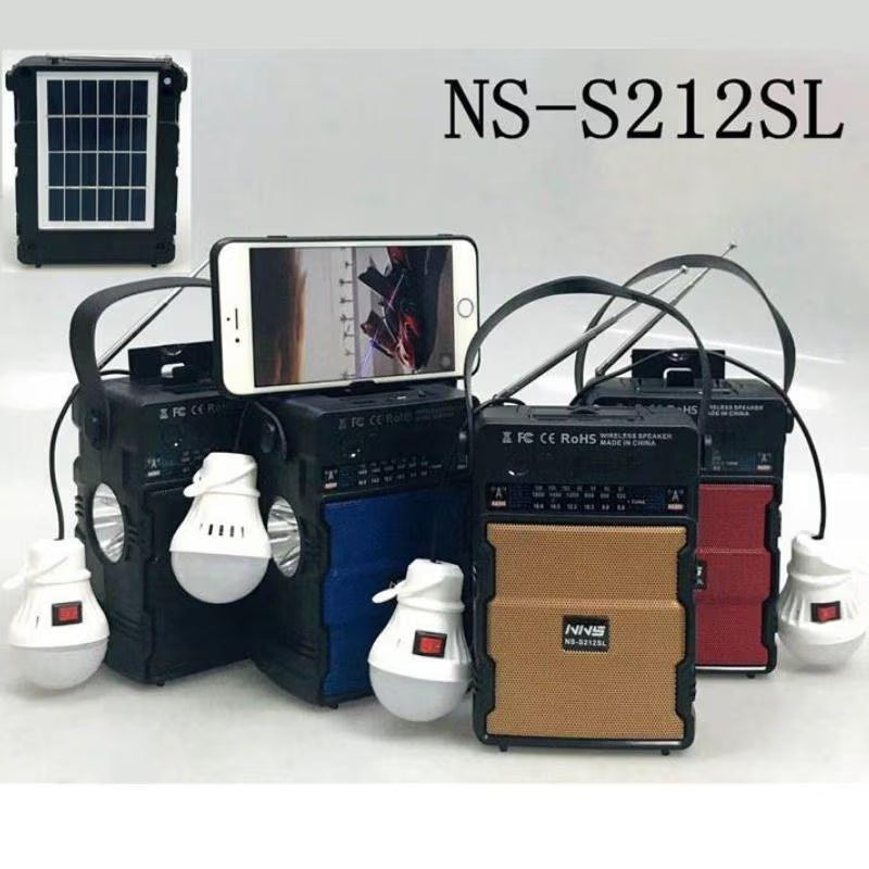 سماعة بلوتوث متعددة الوظائف مع راديو وطاقة شمسية وإنارة – NNS NS-S212SL - Multifunctional Bluetooth speaker with radio, solar power, and lighting