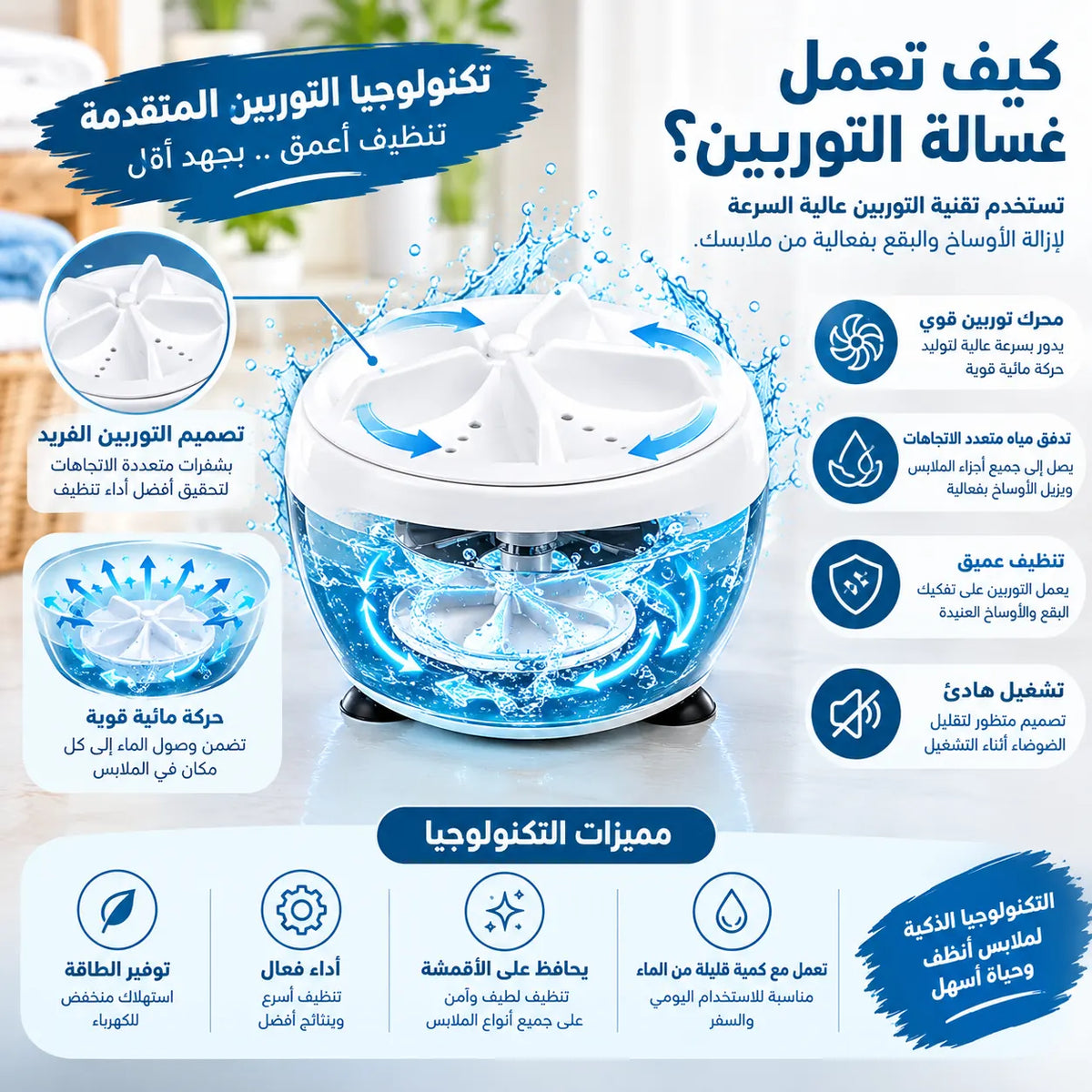 غسالة التوربين المحمولة (توصيل مجاني)